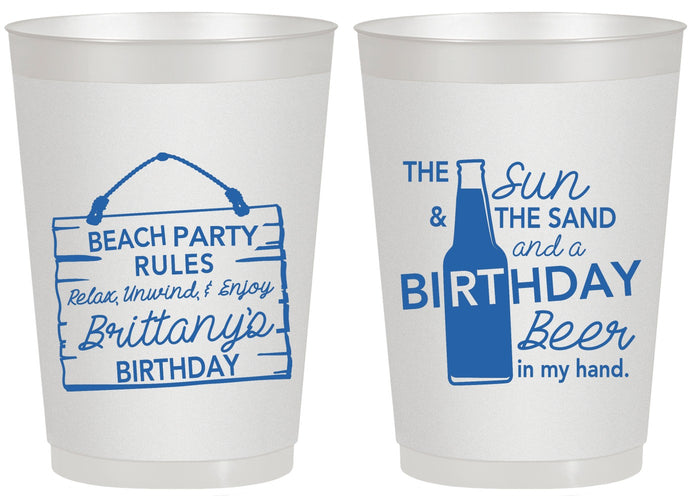 Personalized Birthday 20 oz Frosted Cups - Beach | 20200