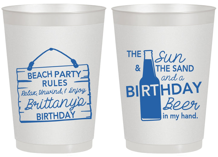Personalized Birthday 20 oz Frosted Cups - Beach | 20200