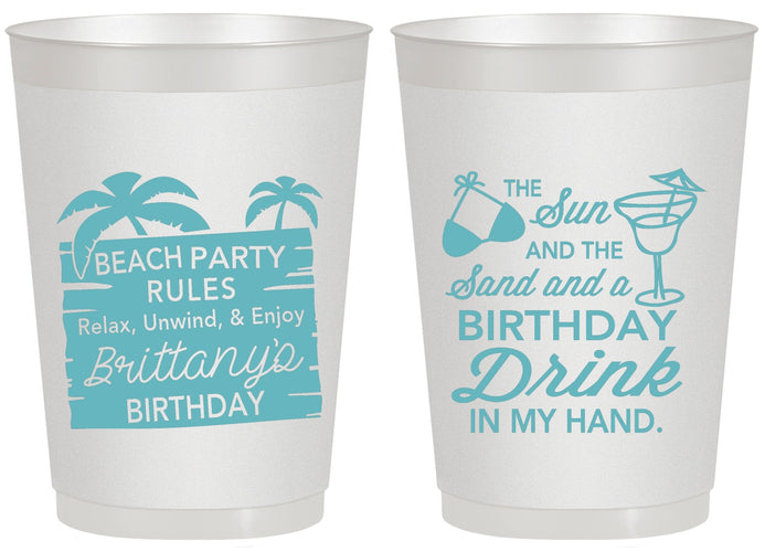 Personalized Birthday 20 oz Frosted Cups - Beach | 20201