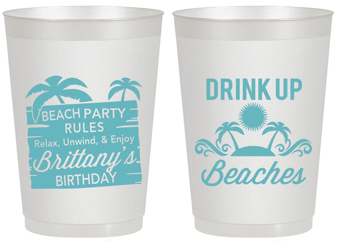 Personalized Birthday 20 oz Frosted Cups - Drink Up Beaches | 20206