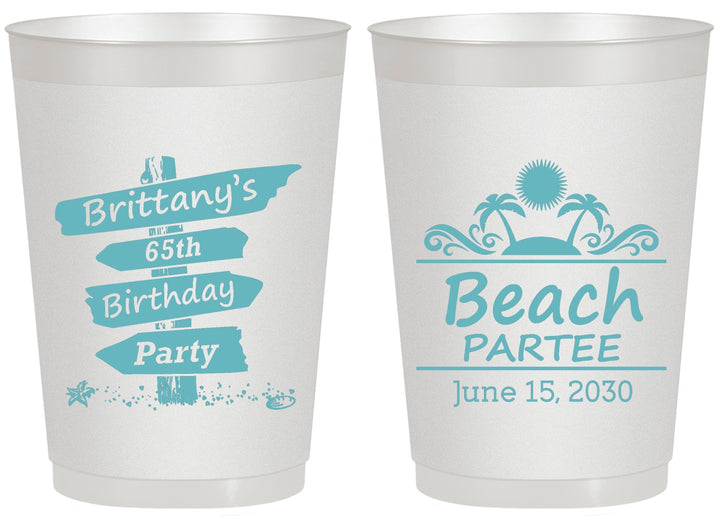 Personalized Birthday 20 oz Frosted Cups - 65th Beach | 20210