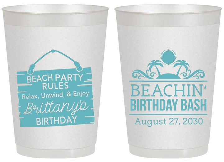 Personalized Birthday 20 oz Frosted Cups - Beach | 20211