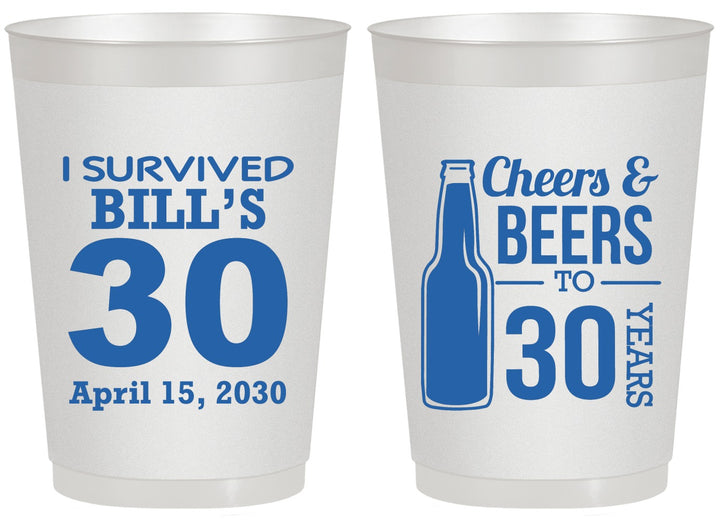 Personalized Birthday 20 oz Frosted Cups - Cheers Beers To 30 Years | 20214