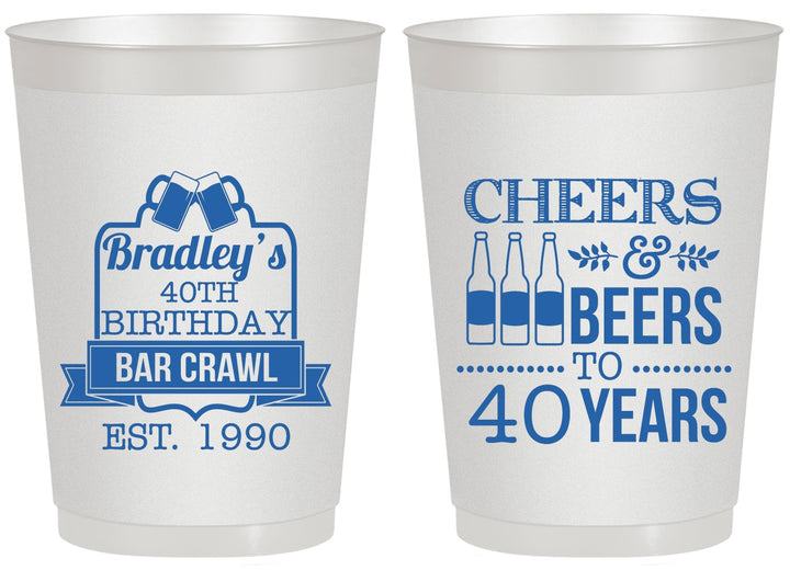 Personalized Birthday 20 oz Frosted Cups - Cheers Beers To 40 Years | 20216
