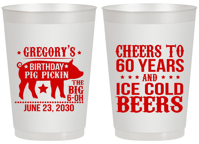 Personalized Birthday 20 oz Frosted Cups - 60th Barbeque Bbq | 20217