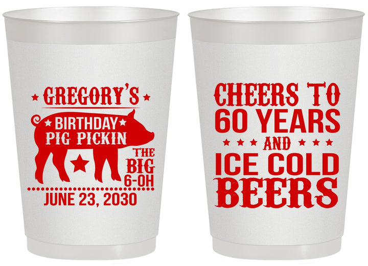 Personalized Birthday 20 oz Frosted Cups - 60th Barbeque Bbq | 20217