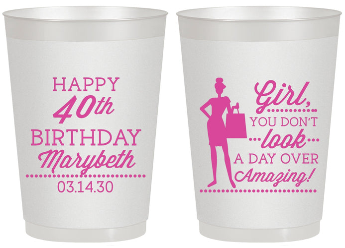 Personalized Birthday 20 oz Frosted Cups - 40th | 20223