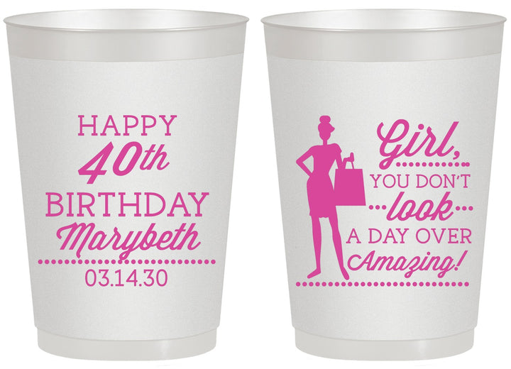 Personalized Birthday 20 oz Frosted Cups - 40th | 20223