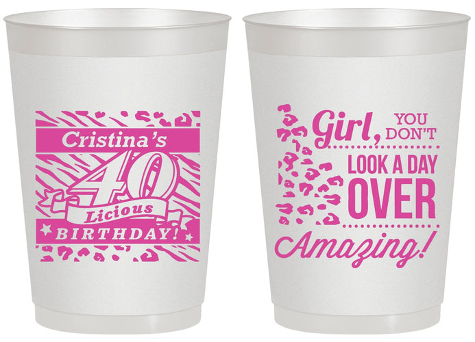 Personalized Birthday 20 oz Frosted Cups - 40th | 20224