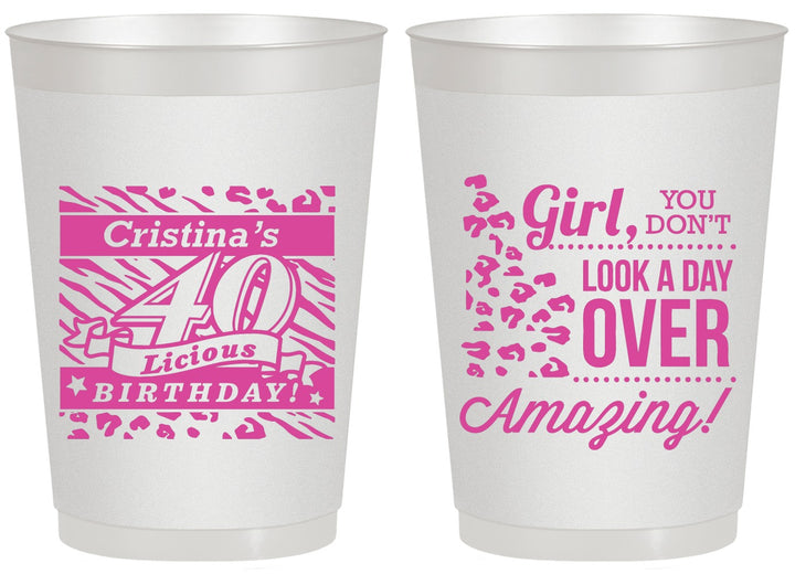 Personalized Birthday 20 oz Frosted Cups - 40th | 20224