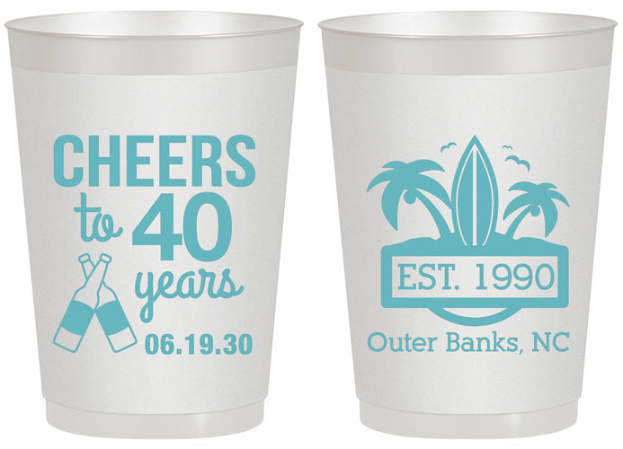 Personalized Birthday 20 oz Frosted Cups - 40th Beach | 20226