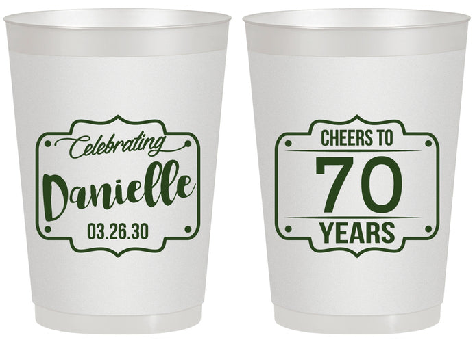 Personalized Birthday 20 oz Frosted Cups - Cheers To 70 Years | 20227