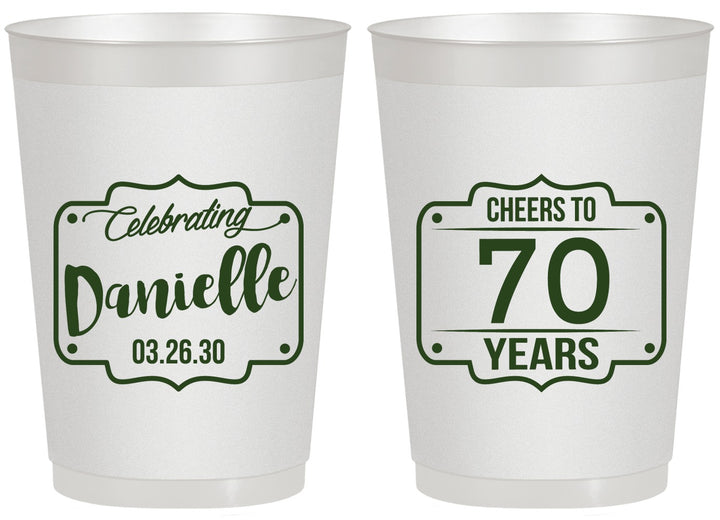 Personalized Birthday 20 oz Frosted Cups - Cheers To 70 Years | 20227