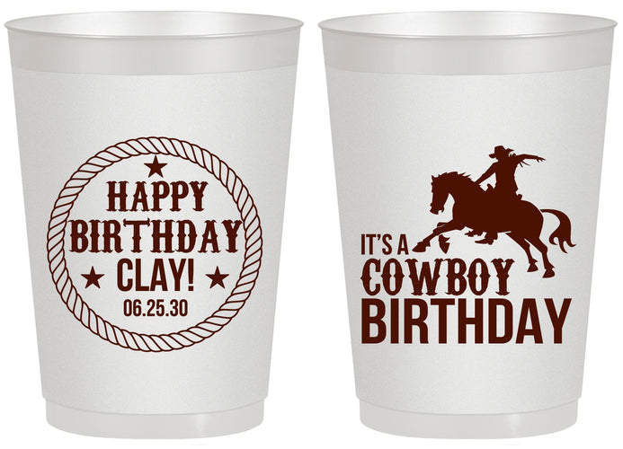 Personalized Birthday 20 oz Frosted Cups - Cowboy | 20229