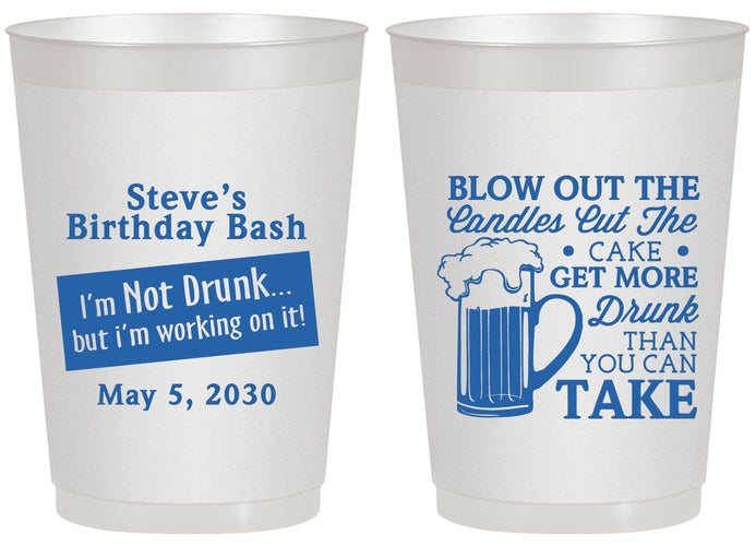 Personalized Birthday 20 oz Frosted Cups - Beer Drunk | 20232