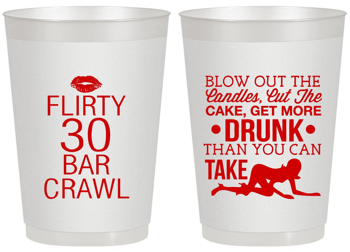 Personalized Birthday 20 oz Frosted Cups - 30th Bar Crawl | 20233