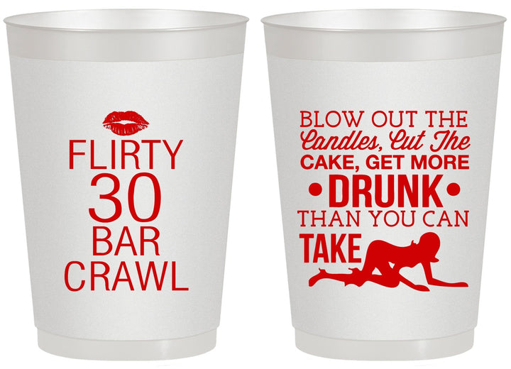 Personalized Birthday 20 oz Frosted Cups - 30th Bar Crawl | 20233