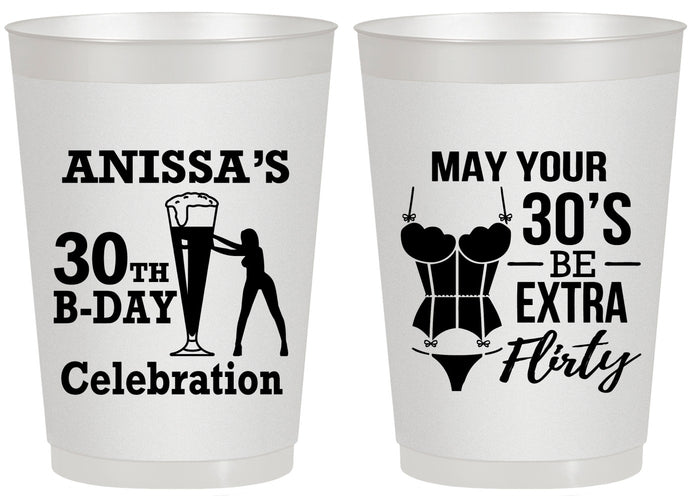 Personalized Birthday 20 oz Frosted Cups - 30th Flirty At Thirty | 20236