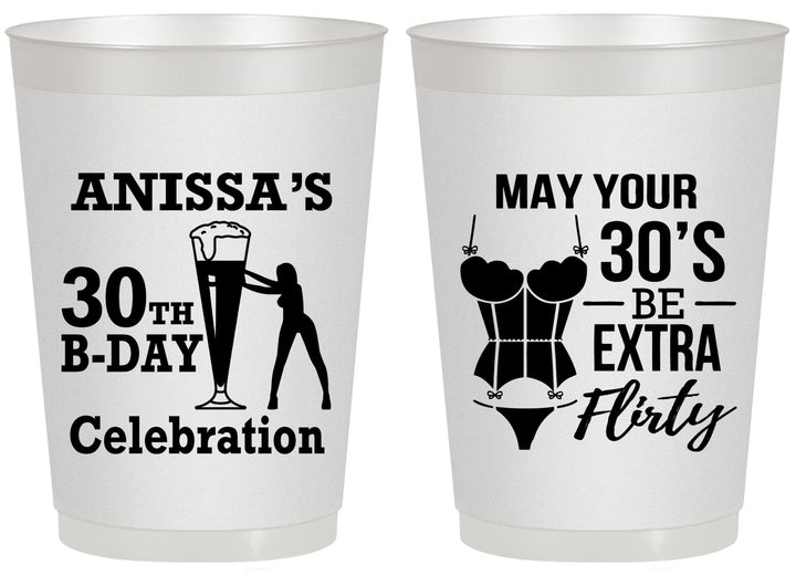 Personalized Birthday 20 oz Frosted Cups - 30th Flirty At Thirty | 20236