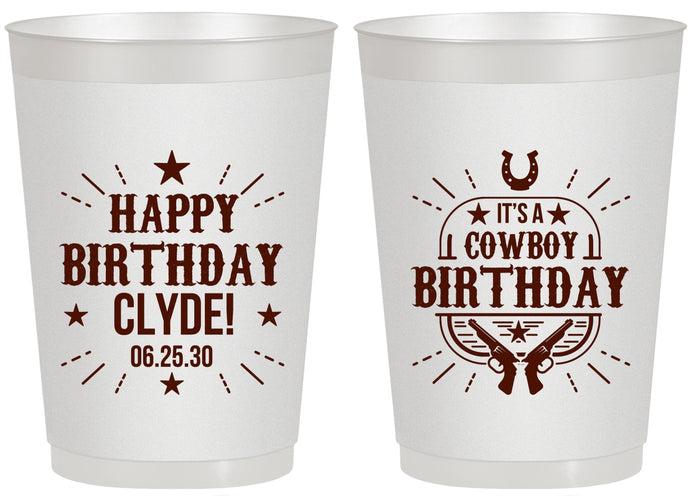 Personalized Birthday 20 oz Frosted Cups - Cowboy | 20244
