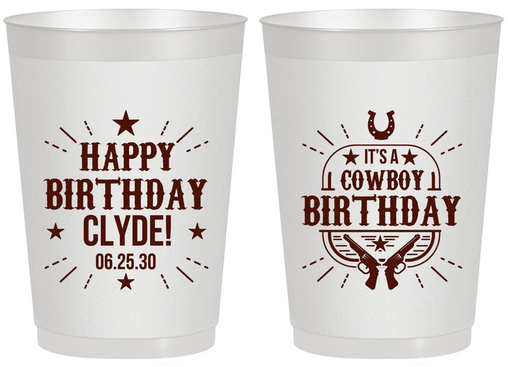 Personalized Birthday 20 oz Frosted Cups - Cowboy | 20244