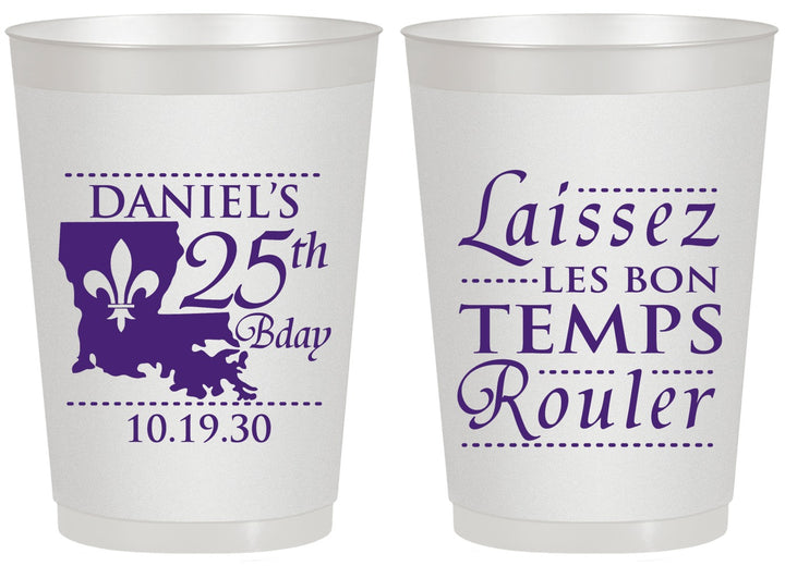 Personalized Birthday 20 oz Frosted Cups - 25th Mardi Gras | 20245