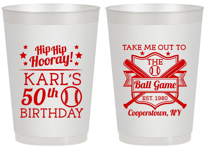 Personalized Birthday 20 oz Frosted Cups - 50th Baseball | 20252
