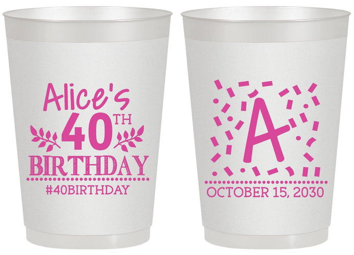 Personalized Birthday 20 oz Frosted Cups - 40th | 20258