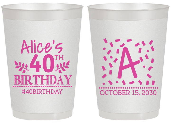 Personalized Birthday 20 oz Frosted Cups - 40th | 20258