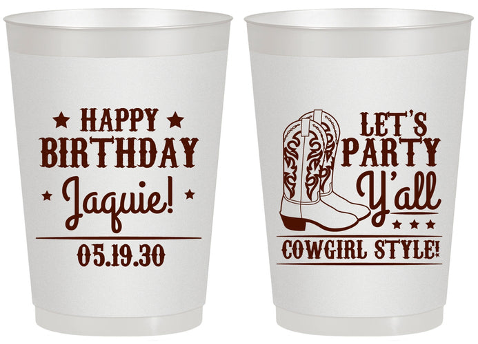 Personalized Birthday 20 oz Frosted Cups - Cowgirl | 20260