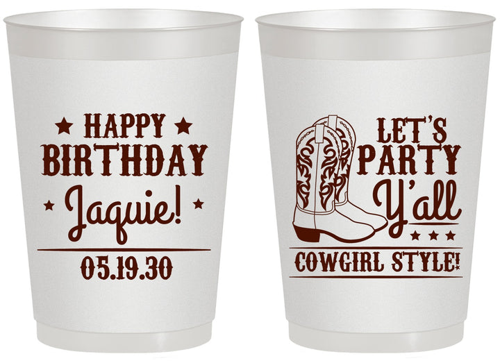 Personalized Birthday 20 oz Frosted Cups - Cowgirl | 20260