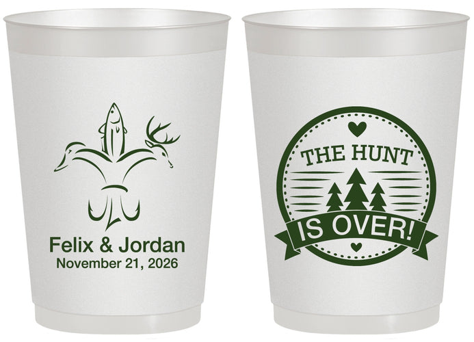 Personalized Wedding 20 oz Frosted Cups - The Hunt Is Over | 203
