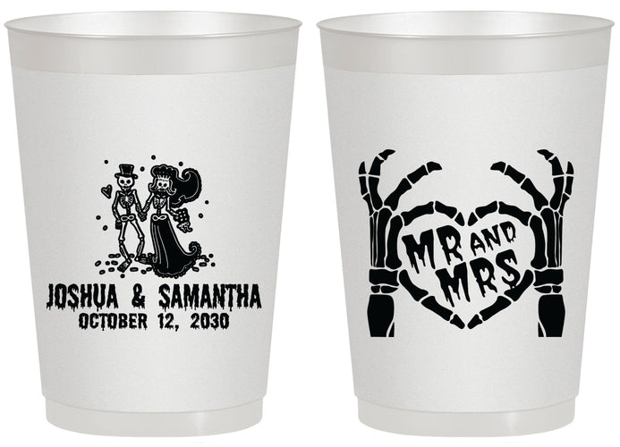 Personalized Wedding 20 oz Frosted Cups - Mr And Mrs Skeleton | 204