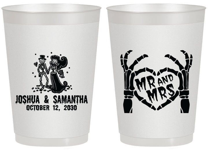 Personalized Wedding 20 oz Frosted Cups - Mr And Mrs Skeleton | 204