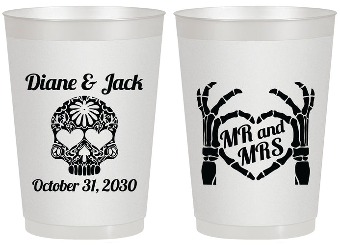 Personalized Wedding 20 oz Frosted Cups - Mr And Mrs Sugar Skull | 205
