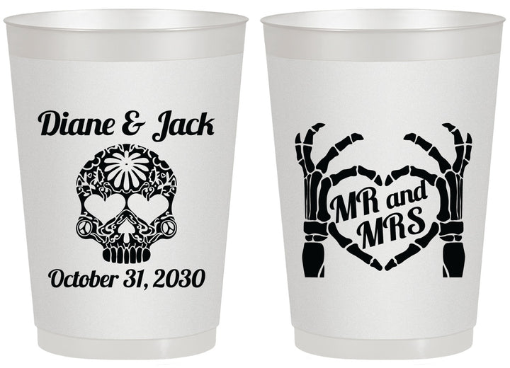 Personalized Wedding 20 oz Frosted Cups - Mr And Mrs Sugar Skull | 205