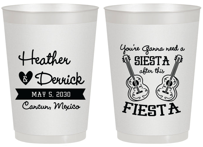 Personalized Wedding 20 oz Frosted Cups - Siesta Fiesta Mexico | 207