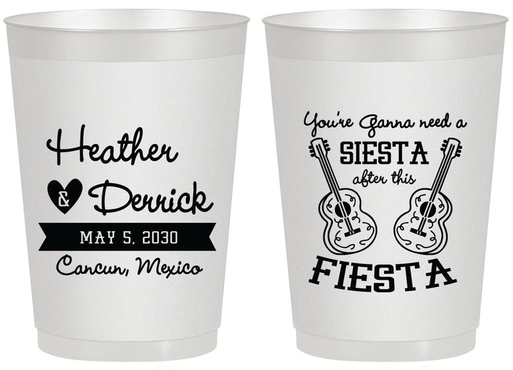Personalized Wedding 20 oz Frosted Cups - Siesta Fiesta Mexico | 207