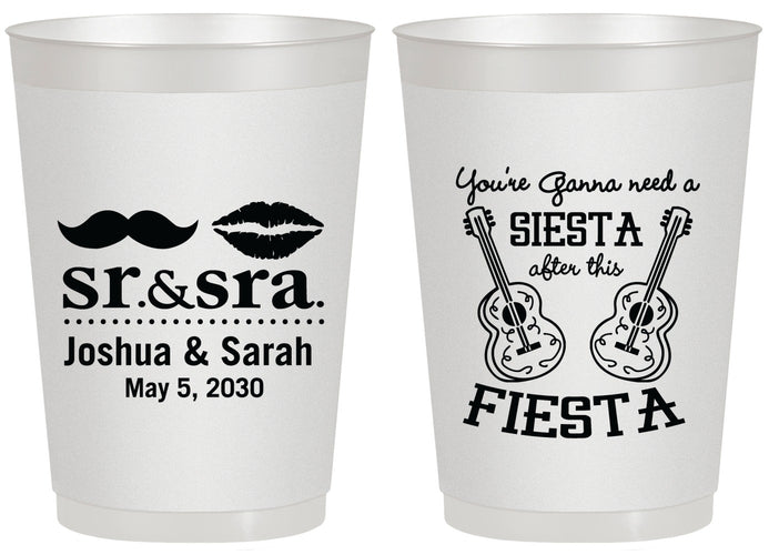 Personalized Wedding 20 oz Frosted Cups - Siesta Fiesta Sr Sra | 208