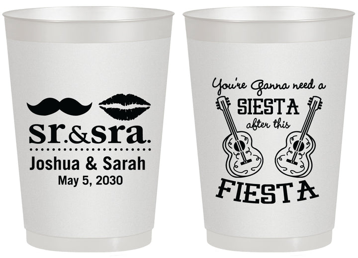 Personalized Wedding 20 oz Frosted Cups - Siesta Fiesta Sr Sra | 208