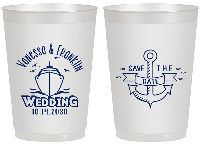 Personalized Wedding 20 oz Frosted Cups - Save The Date Cruise | 209
