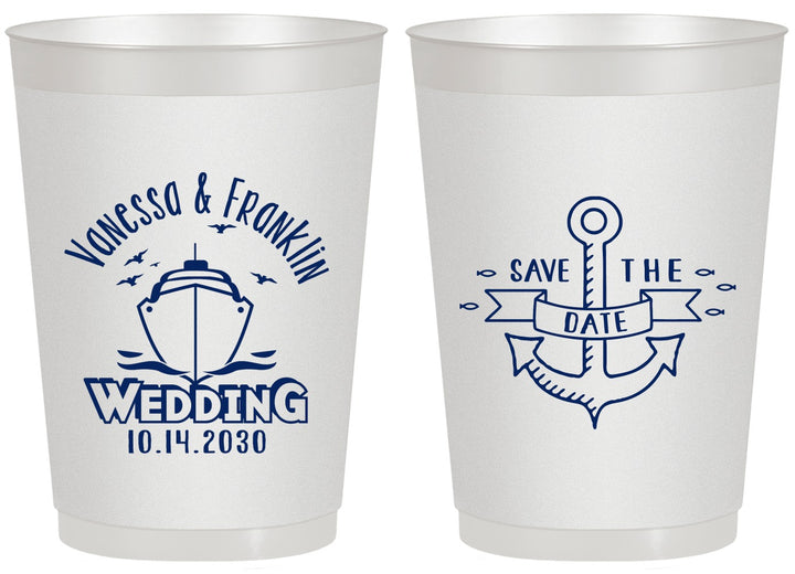 Personalized Wedding 20 oz Frosted Cups - Save The Date Cruise | 209