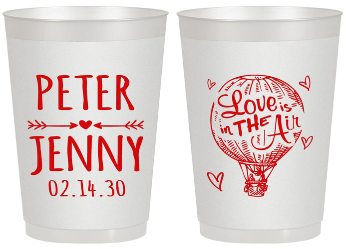 Personalized Wedding 20 oz Frosted Cups - Love In Air Hot Air Balloon | 210