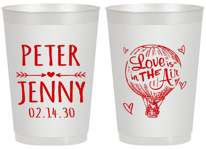 Personalized Wedding 20 oz Frosted Cups - Love In Air Hot Air Balloon | 210