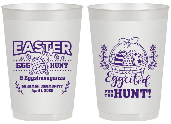 Personalized Easter 20 oz Frosted Cups - Eggcited For Hunt Bunny | 210006