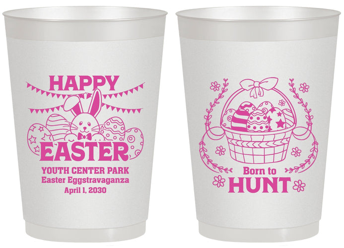 Personalized Easter 20 oz Frosted Cups - Born To Hunt Bunny | 210007