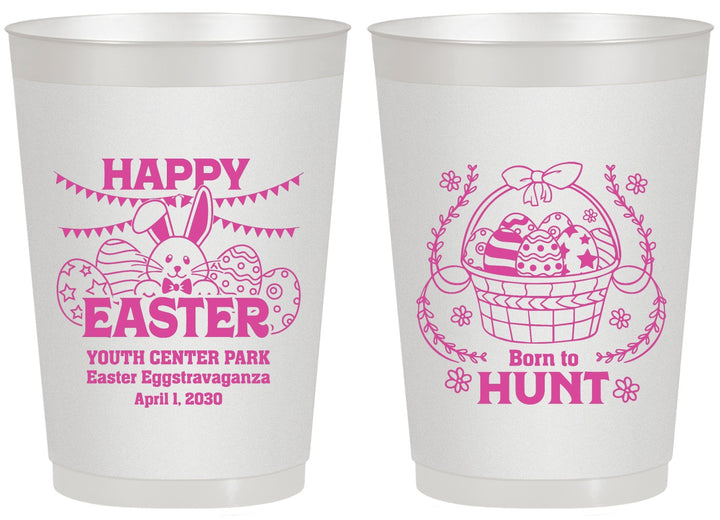Personalized Easter 20 oz Frosted Cups - Born To Hunt Bunny | 210007