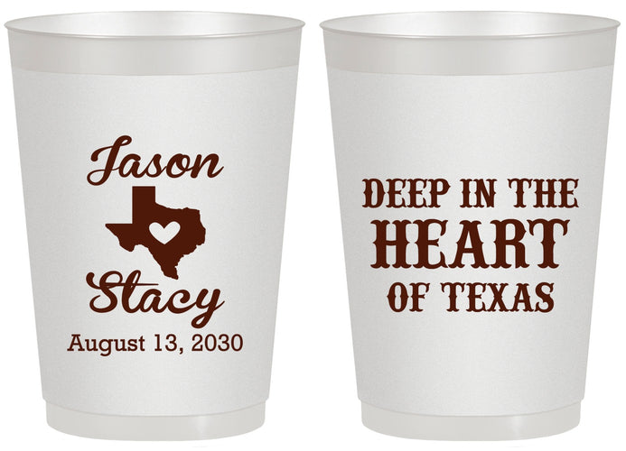 Personalized Wedding 20 oz Frosted Cups - Deep In The Heart Of Texas | 214