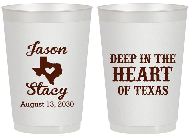 Personalized Wedding 20 oz Frosted Cups - Deep In The Heart Of Texas | 214