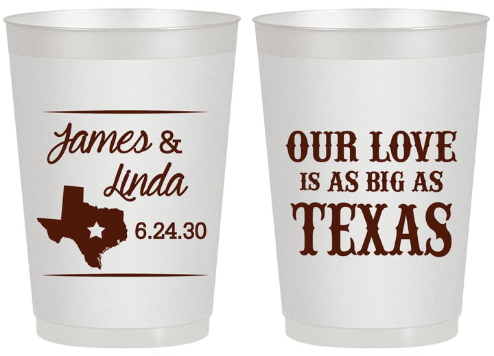 Personalized Wedding 20 oz Frosted Cups - Our Love Is As Big As Texas | 215